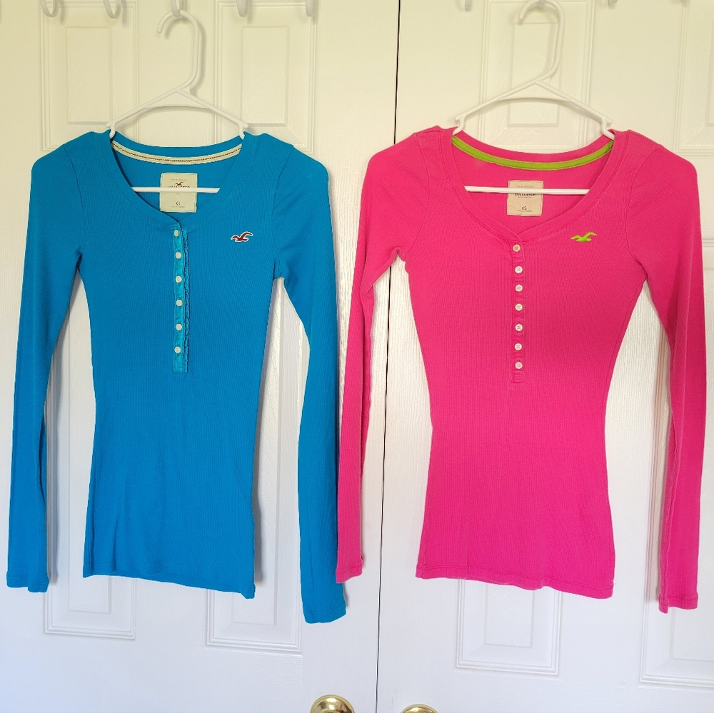 Hollister Ribbed Henley Tees